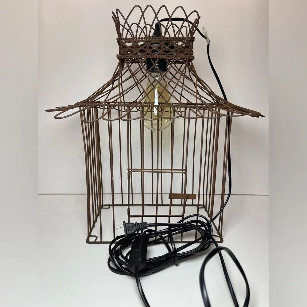 Vintage rustic birdcage pendant light